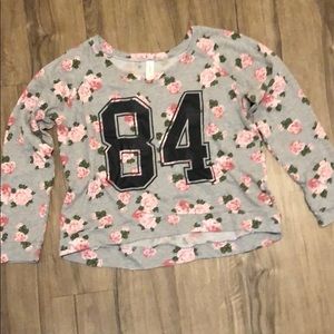 Gray with Pink Flowers Sweatshirt 2xl